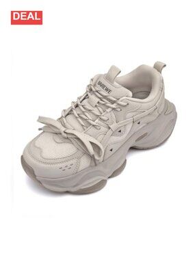 Chunky Platform Sneakers Breathable Mesh Cushioned Non Slip Walking Shoes